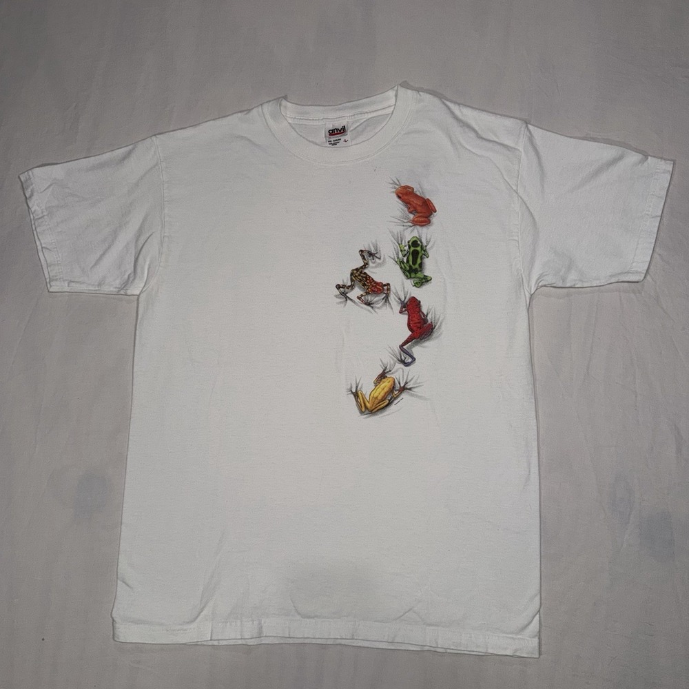 Vintage Anvil  Frog Nature  Graphic T-shirt Forest Frogs Size Large